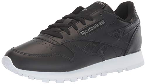 Reebok Women's Classic Leathers Sneaker, Black/Black/White, 5.5 M US