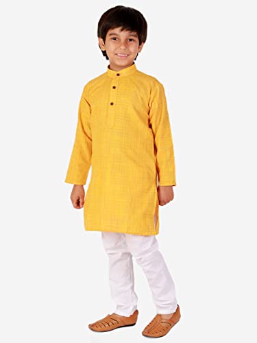 Image of Pro-Ethic Style Developer Kids Cotton Solid Ethnic Kurta Pajama Set|Traditional Style Kurta Pajama