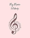 My Music Notebook: Blank Music Sheet Notebook / Music Manuscript Paper / Notebook for Musicians / Composition Book: 100 music sheet pages ( pink cover )