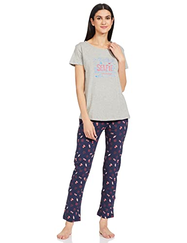 Image of Rupa Women's Cotton Checkered Pajama Pack of 1 (1329A01-GREY Melange-L Grey