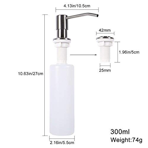 TOPINCN Seifenspender, 300 ml, Edelstahl, Pumpe, Seifenflasche, Weiß