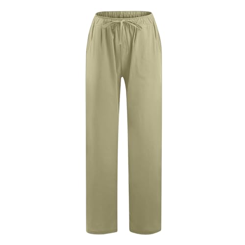 Women's Cotton Linen Palazzo Pants Wide Leg Beach Pants Summer Lightweight Pants Plus Size Lounge Pants with Pockets3