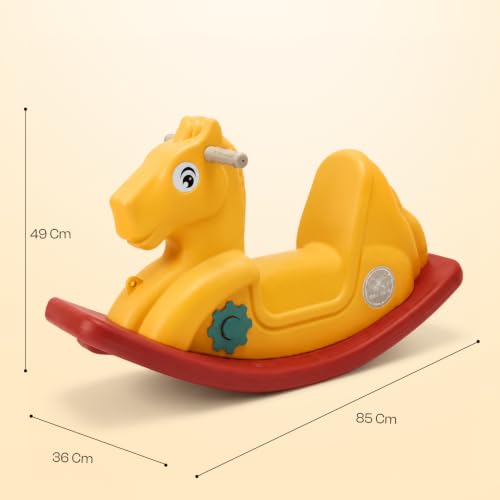 Image of Toyzone 2 in 1 Royal Horse Ride On - Yellow| Baby Rocker with Comfortable Seat & Back Support | Durable Child-Safe Design | Smooth Rocking Base | Indoor Play Toy | 1-4 Years