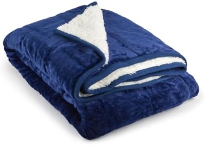 Emma Barclay Couverture lestée Sherpa Bleu Marine – 127 x 152 cm