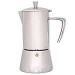MYYINGELE Espresso Maker, Top Italian Moka Pot Made of Stainless Steel, for Full Bodied Coffee, Makes 4 Cups of Espresso, Suitable for Induction Hobs