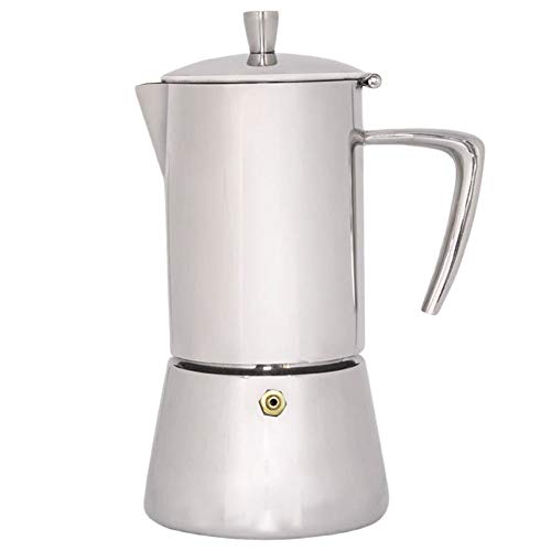 MYYINGELE Espresso Maker, Top Italian Moka Pot Made of Stainless Steel, for Full Bodied Coffee, Makes 4 Cups of Espresso, Suitable for Induction Hobs