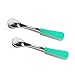 Avanchy First Stage Infant Spoons Stainless Steel, Soft Silicone Handle Baby Spoons, Training Spoon, Gift Set for Baby (Green)
