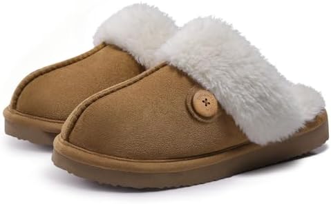 Litfun Fuzzy Slippers for Women with Memory Foam Winter Fluffy House Shoes Indoor Outdoor