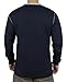 BOCOMAL FR Shirts for Men CAT2 5.5oz Navy Henley Shirts Flame Resistant Fire Retardant Long Sleeve Shirt