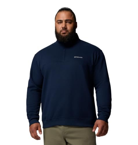 Image of Columbia Men's Hart Mountain II Half Zip Fleece Jacket Collegiate Navy | Pullover Jacket, Lightweight Fleece, Stretch Material, Extended Fit Available