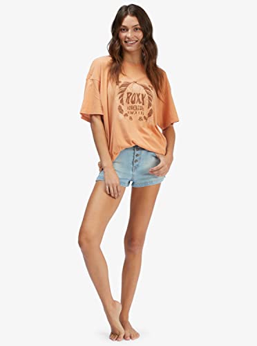 Roxy Adventure Tribe Ss Tee Ckn0 M - Women's Fashion Casual Short Sleeve T-Shirt Cotton Shirts - Regular Fit - Lifestyle Beach Apparel Orange #TOP1