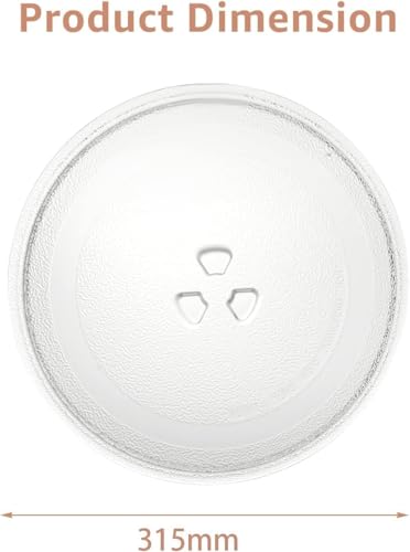 FWEEK Universal Mikrowellenteller Drehteller Mikrowelle, 31,5cm Mikrowelle Glasplatte Glasteller, Glasplatte Glasdrehteller mit 3 Fixierungen Enthalten Drehteller Ring und Unterstützung