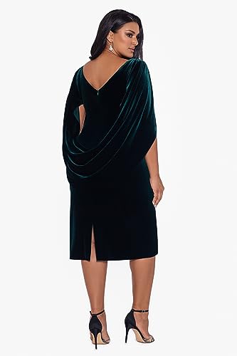 Image of Betsy & Adam Women's Velvet Midi Cowl Neck Drape Back Dress