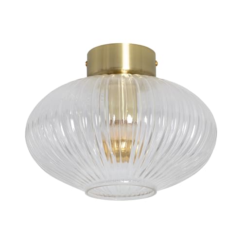 LEDKIA LIGHTING - Plafón Prometeo | Metal y Cristal | Soporte E27 | Estilo Vintage | Apto para Salones y Comedores, Transparente, Cristal