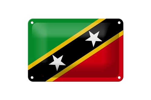 Femer Blechschild Flagge St. Kitts & Nevis 18x12cm Saint Kitts Dekoration