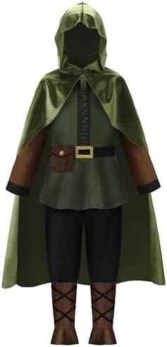 ReliBeauty Kids Archer Costume Boys Girls Hunter Costume with Cape,Green