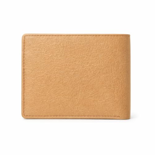 Image of VEMILIO Men's Vegan Leather Wallet with Coin Pocket | Slim Bifold Wallet for Men | 2 Cash Compartments | 3 Card Slots & 2 Hidden Pockets | Stylish Wallet for Daily Use & Gifting (Beige)