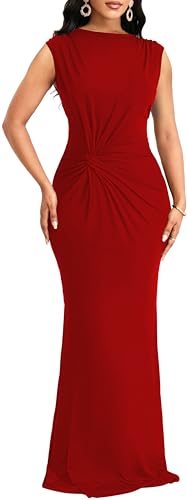 Image of SxClub Formal Dress for Women Cocktail Sexy Bodycon Sleeveless Evening Party Floor Length Long Prom Dresses
