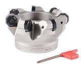 Accusize Industrial Tools 4'' by 1.5'' 7 Flute 45 Degree Indexable Face Mill for Octagonal Double Side 16 Cutting Edge Insert, Onhu0800608 Inserts