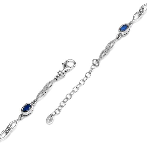 Image of Silvershake Birthstone Gemstones White Gold Plated or Yellow Gold Plated 925 Sterling Silver Scroll /Filigree Celtic Knot Weave 7.25 to 8.75 Inch with Adjustable Extension Bracelet Jewelry for Women