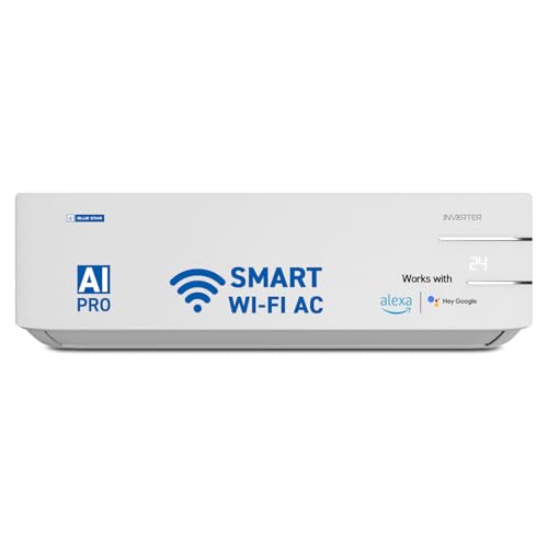 Blue Star 1.5 Ton 3 Star, Wi-Fi Smart Inverter Split AC (Copper, 5 in 1 Convertible Cooling, 4-Way Swing, Turbo Cool, Voice Command, IC318YNUS, White)