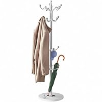 CASARIA® Elegant Coat Rack with Black Marble Base and 14 x 360° Rotatable Hooks | Sturdy & Stylish Clothing Organiser for Hallways, Foyers & Offices | 37 x 37 x 175cm