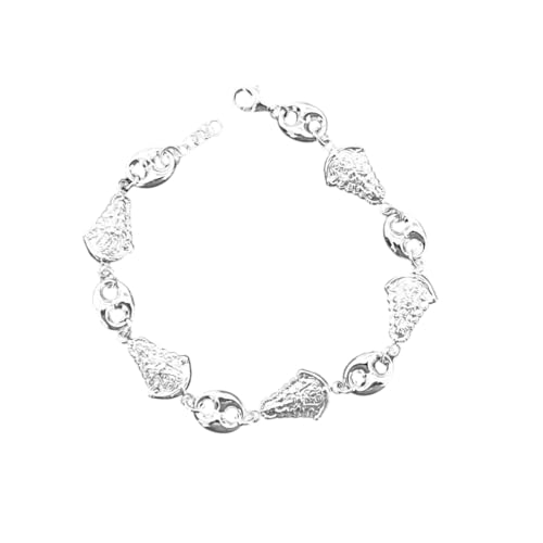 Minoplata Pulsera Virgen del Rocío, Plata de Ley 925, Siluetas y Eslabones...