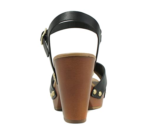 Image of Soda MIGUEL ~ Women Crisscross Band Fashion Chunky Platform Block Mid Heel Sandal with Ankle Strap and Stud