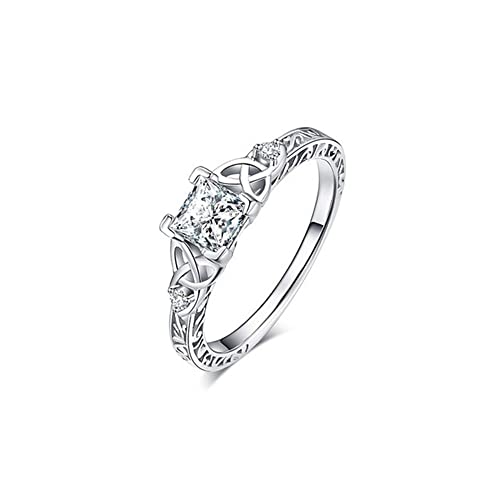 Diamond Ring Christmas Jewelry Wedding Exquisite Simplicity Women Sterling Silver(8)3