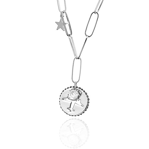 J.MeMi'S Aleación Cobre Rhinestone Colgante Collares Estrella Aeronave Tapa de Cerveza para Regalo de San Valentín Mujeres, White k