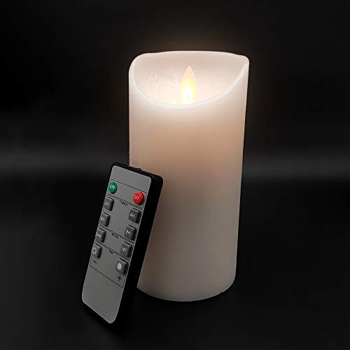 Image of LTETTES | Flameless LED Pillar Candle | Ivory Real Wax with Flickering Faux Wick & Moving Flame Effect | Battery Operated with Remote Controller | Single Candle