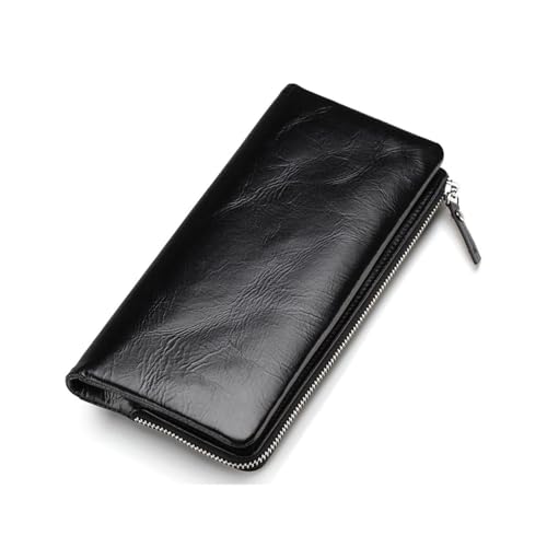 Men's Wallets Genuine Leather Money Organizers Business Card Cases Money Clips(Black)