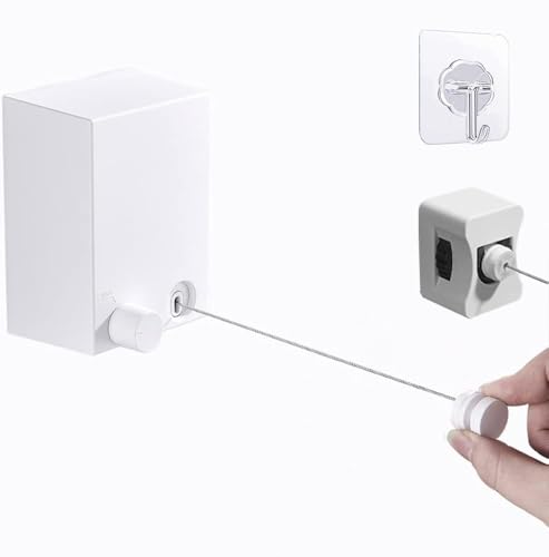 室内物干しワイヤー 部屋干し 物干しロープ 伸縮式室内干し 洗濯物干し 304ステンレス 防水 防錆 4.2M 自由伸縮、耐荷重20KG 壁掛け 省スペース 取り付け簡単 引き込み式 の物干し グッドライフ (ホワイト