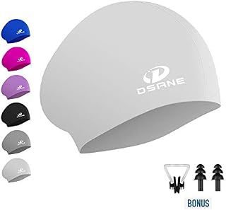 Womens Silicone Swim Cap for Long Hair,3D Ergonomic Design Silicone Swimming Caps
