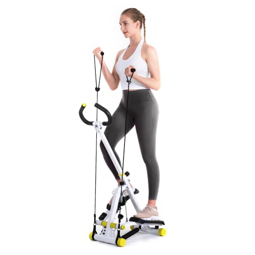 Steppers for Exercise Machine, Doufit ST-01 Foldable Stair Step Machine Exerciser for Home Use with Resistance Bands and Handle Bar, 220 Lbs Capacity (Adjustable Stride) (Unadjustable Resistance)