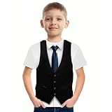 THE PIRATE KING Funny Tuxedo Boys T-Shirt Crewneck Short Sleeve Loose Fashion Kids Top