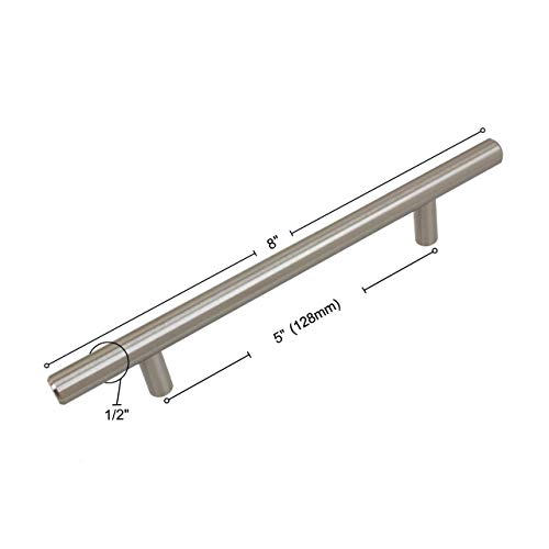 Gliderite Hardware 5008-128-Ss-25 5 Inch Cc 8 Inch Long Solid Handle Bar Pulls 25 Pack, 5", Stainless Steel Finish #TOP6