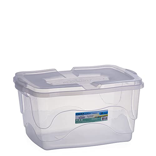 Kit 3 Caixas Organizadora Transparente 20L C/Tampa P/Organizar E ...