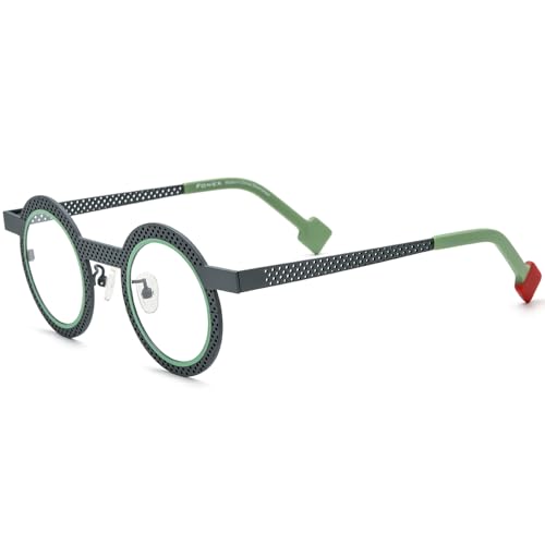 Image of FONEX Colorful Pure Titanium Glasses Frame Women Retro Round Eyeglasses