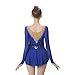 Kmeruoys Figure Skating Dress for Girl Long Sleeve Skating Wear Tutu Dance Dress Teamwear (Color : Blue, Size : Large)