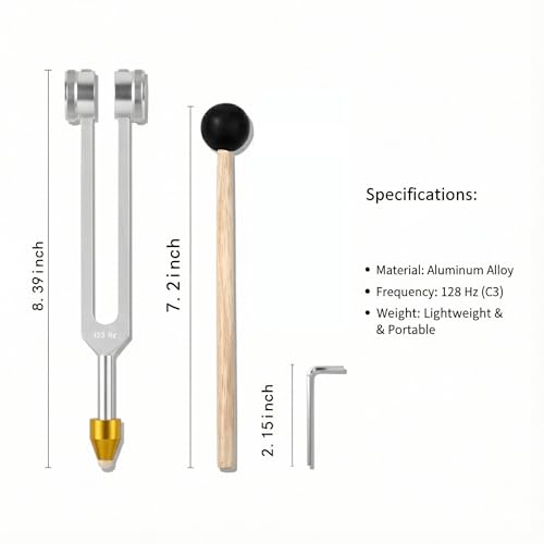 Image of 128 hz Tuning Fork Healing Instrument Tuning Forks for Meditation Yoga and Chakra Energy Sound Therapy & Stress Relief - Perfect Spiritual Gift for Women & Men