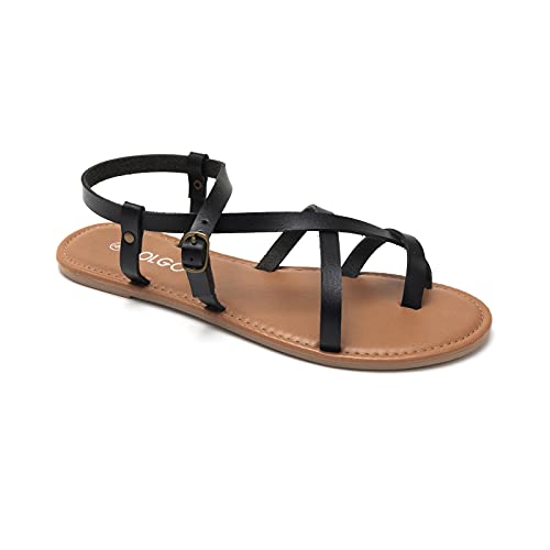 Image of Colgo Women's Summer Strappy Flat Sandals, Adjustable Casual Fisherman Sandal with Open Toe Slingback Gladiator Sandals