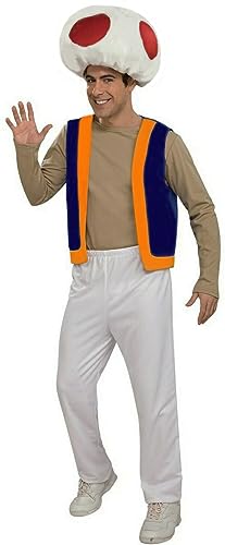 MJPARTY Adult Super Plumber Bros Mushroom Costume Toad Fancy Dress Costume Video Game Shirt Included Male 40/44 (Chest)