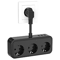 Steckdosenleiste mit USB C, 3 Fach und 3 USB Doppelstecker für Steckdose, 6 in 1 Steckdosenadapter, Verteilersteckdose Steckerleiste Mit Kabel für Büro, Hause