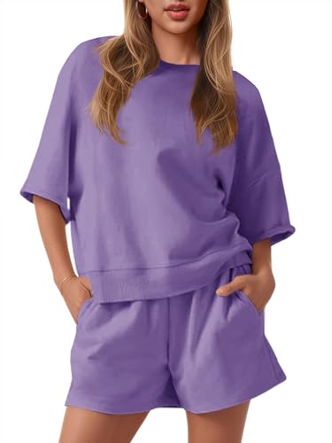 Tenue 2 pièces décontractée femme avec short de course à pied violet M