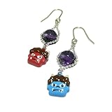 ピアス アメジスト 鬼 赤おに 青おに 節分チャーム 紫水晶 シルバーカラー ステンレスフック 【 開運 アイテム 】