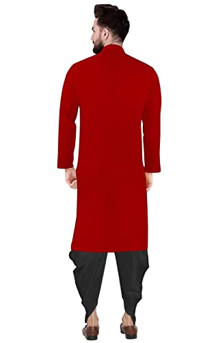 Image of Trustous Mens Cross Kurta Dhoti Set In Cotton