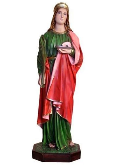 Generico ArteSacraCaravaggio Statua di Santa Lucia cm 85 (33,46 inches) in resina decorata a mano di produzione artigianale italiana