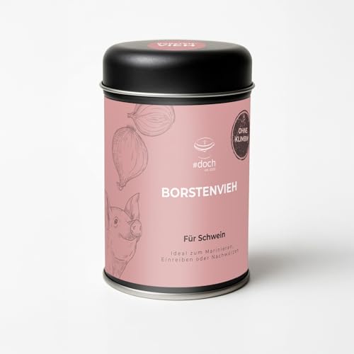 Borstenvieh – Schweine-Gewürzmischung 125g Aromadose | BBQ Rub & Marinade ohne Zusatzstoffe | Ideal zum Einreiben, Marinieren & Nachwürzen von Schweinefleisch