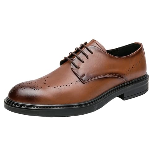 Business Men's Breathable Lace-Up Shoes Lightweight Formal Shoes with Slip Resistant Soles for All-Day Wear
